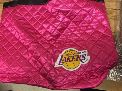 New Little Earth NBA Los Angeles Lakers Satin Quilted Hobo Shoulder Purse Cover