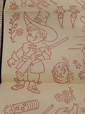 Vtg Needlework Johnny Appleseed Tom Sawyer Girl Witch Patterns Workbasket IronOn - Image 1 of 4