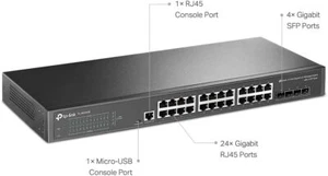 TP-Link TL-SG3428 24-Port Gigabit L2 Managed Switch 4 SFP Slots Rackmount QoS IP - Bild 1 von 3