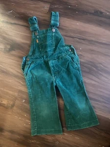 Vintage 1970s Levi's Kids green Corduroy Bib Overalls Size 2T Youth USA Made - Picture 1 of 9