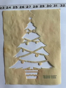 Vintage Glass Wax Christmas Snow Stencils Designs Santa Nativity Tree Snowman - Picture 1 of 23