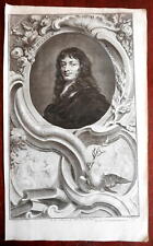 Sir William Temple British Statesman 1738 Lely decorative engraved portrait
