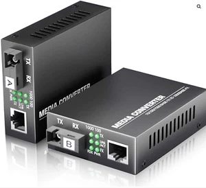 Elfcam® - Lot de 2 Convertisseur Fibre Ethernet Convertisseur de Média - Photo 1/2