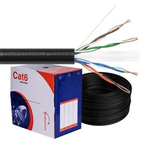 Cable Ethernet Plenum Cat6 1000 pies 23 AWG sólido CCA negro alta velocidad clasificación UTP CMP - Imagen 1 de 8