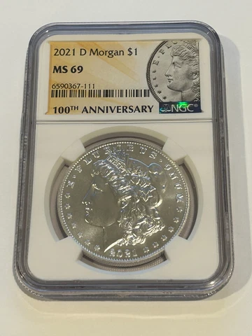 2021 D Morgan $1 Dollar "100th Anniversary" Silver Graded Coin NGC MS69 Denver Cover