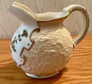 OTT & BREWER O & B American Belleek Hand-Decorated Embossed 8” Pitcher Antique - Picture 1 of 23