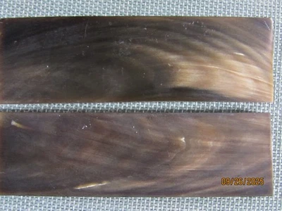 Dos 5 pulgadas. Lote de asas de cuchillo de cuerno de búfalo marrón teñido pulido - 265 Foto 1 de 4