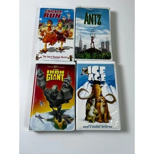 Animated VHS Lot Chicken Run Antz Iron Giant Ice Age Vintage Kids Movies - Picture 1 of 5