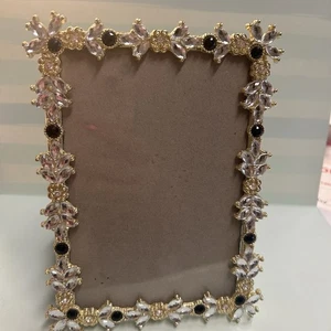 Nicole Miller Home Picture Frame 4x6 Gold With Black & Clear Jewels - Picture 1 of 8