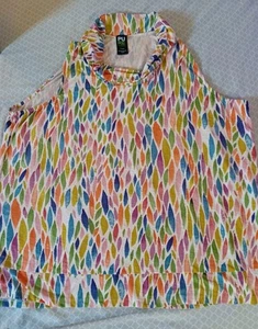Pure Essence womens 2X cowl neck colorful tank top sleeveless tunic - Picture 1 of 8