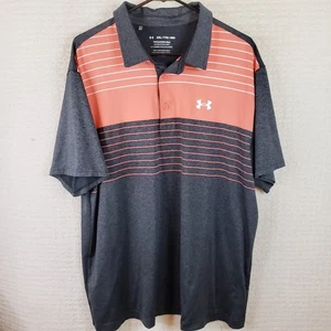 Camisa Under Armour The Playoff Polo Hombres XL Gris Naranja Rayas Elastizada Rugby Golf - Imagen 1 de 12