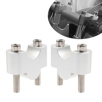 Handlebar Riser Lift Kit Clamps 7/8 Bar 25mm Height Silver For Honda Kawasaki - Image 1 of 4