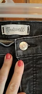 Damen Madewell High Rise 10 Zoll Skinny Jeans Größe 29. Vintage Waschung schwarz Knöchel ausgefranst - Bild 1 von 10