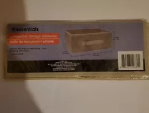 Essentials Tan Collapsible Storage Bin Container with Handle, 11.5x8.5x4.75 in. - Picture 1 of 4