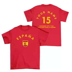 ESPANA Personalised T-Shirt Name/Number Mens Kids Baby Womens Football Spain - Picture 1 of 2