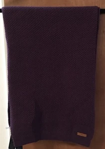 BUFANDA COACH Sólida Punto Pliegue Negro Violeta Púrpura Lana Mezcla Algodón Nueva con Etiquetas - Imagen 1 de 5