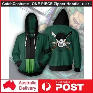 Anime One Piece Roronoa Zoro Hoodie Full Zip Sweatshirt Jacket Cosplay Costume - Picture 1 of 4