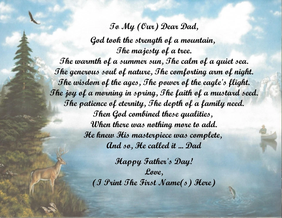 Father's Day Gift 4 Dad from your Son, Daughter, 2+Children Personalized Poem #4 - Image 1 of 1