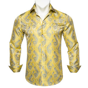 Button Down Shirt Mens Fashion Casual Party Long Sleeve T Vintage Dress Suit XXL