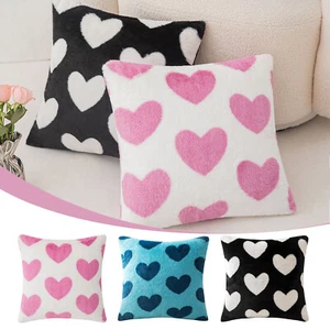 Valentine's Day Pillow Cover 17.7x17.7 Inch Heart Design - Cozy Throw Cushion - Picture 1 of 18