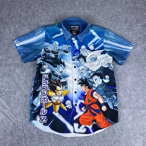 DRAGON BALL Z Hot Topic Shirt Mens Medium Blue Button Up Vegeta Goku Shenron - Picture 1 of 11