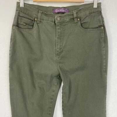 Pantalones de mezclilla para mujer Gloria Vanderbilt Amanda 12 rectos verde oliva elásticos Foto 1 de 4