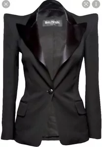 Balmain Rare Runway Iconic Angular Shoulder Tuxexo blazer Worn Twice Size 34 - Picture 1 of 10