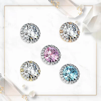 14G Dermal Anchor Tops with Round Prong Set CZ Center and CZ Around 8.4mm - Image 1 of 3