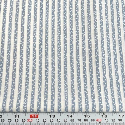 Vintage In The Beginning Fabrics Striped White & Blue Cotton By The Half Yard - Image 1 of 2