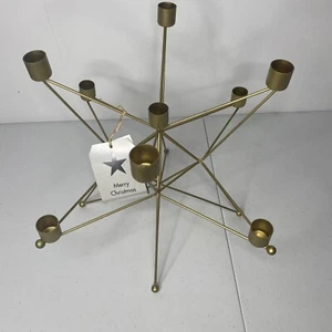 Candelabro cónico geométrico en forma de estrella dorado MCM Navidad contemporánea NUEVO - Imagen 1 de 10