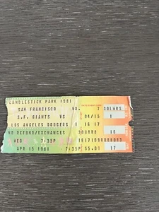 Boleto de béisbol del 15 de abril de 1981 LA Dodgers v SF Giants Candlestick Park - Imagen 1 de 2