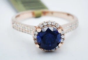 GENUINE 1.60 Cts BLUE & WHITE SAPPHIRE RING .925 Sterling Silver - NEW WITH TAG - Picture 1 of 4