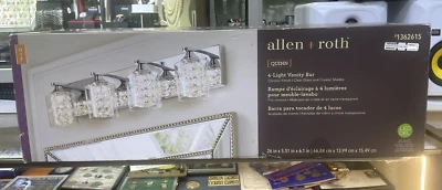 allen + roth Quinn 4-Light Chrome LED Contemporary Vanity Light - Image 1 of 4