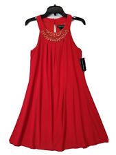 Jessica Howard Women's Halter Formal Trapeze Beaded Dress Size 8 Red