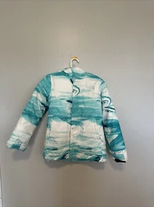 The NORTH FACE DRYVENT HOODED SKI JACKET Girl's Medium Lt Blue/White Pattern - Picture 1 of 4