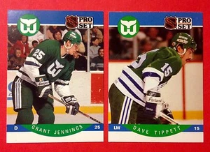 '90/91 Hartford Whalers Dave Tippett Grant Jennings New England NHL Hockey Cards - Picture 1 of 4