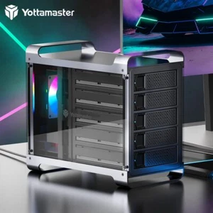Aluminum 5 Bay USB 3.0 Hard Drive Enclosure Type B RGB For 2.5" 3.5" HDDs 80TB - Picture 1 of 10