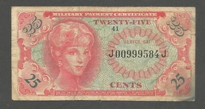 USA Military Payment Certificate 25 Cents 1965 (series 641); VG; P-M59 BNB-B1059 - Picture 1 of 2