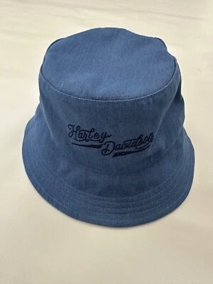 Harley Davidson Logo Graphic Blue Denim Bucket Hat Cap Size L/XL - Image 1 of 4