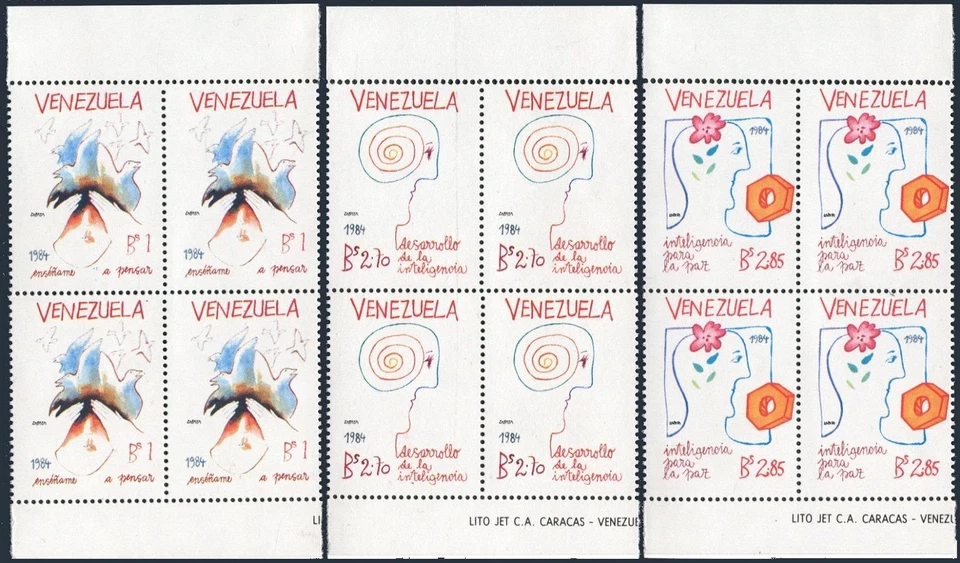 Venezuela 1324-1326 blocks/4,MNH.Mi 2282-2284. Intelligentsia for Peace,1984. - Image 1 of 1