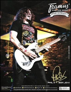 Guitarra eléctrica Bon Jovi Phil X White Framus anuncio 2019 impresión de anuncio - Imagen 1 de 3