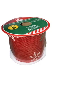 Burlap Jute Ribbon Christmas Snowflakes 9 Feet/ 3 Yards 2.5 Inches Wide  - Picture 1 of 4