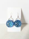 Handmade Resin Glittery Blue Drop Earrings Large Statement Unique Gift Christmas