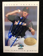 JULIAN TAVAREZ 1997 PINNACLE AUTOGRAPHED SIGNED AUTO BASEBALL CARD 373 INDIANS