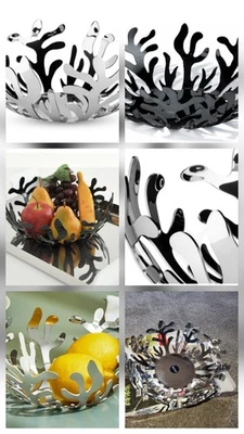 Alessi "Mediterraneo Frutal Holder" 2 cada uno pulido inoxidable y negro "NUEVO" Foto 1 de 4