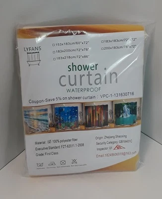 Cortina de ducha de playa tropical tema costa amanecer hawaiano azul océano Foto 1 de 4