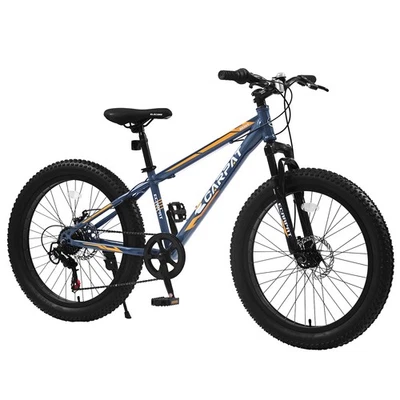 24In Fat Tire Bike, 7 Speeds Mountain Bike, Dual Disc Brake, Mountain Trail Bike - Image 1 of 4