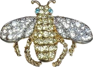KENNETH JAY LANE FOR AVON GOLDTONE BEE BROOCH/PIN, SIGNED, BLUE EYES - Picture 1 of 7