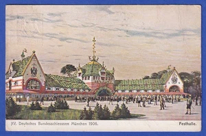 Bayern 1906 Privatganzsache Bundesschießen München Festhalle gel. nach Darmstadt - Bild 1 von 1
