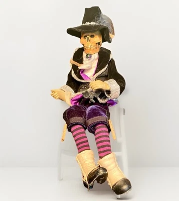 "Sombrero de decoración de esqueleto de Halloween vestido afilado huesos lentejuelas estante sentado 11""" Foto 1 de 4